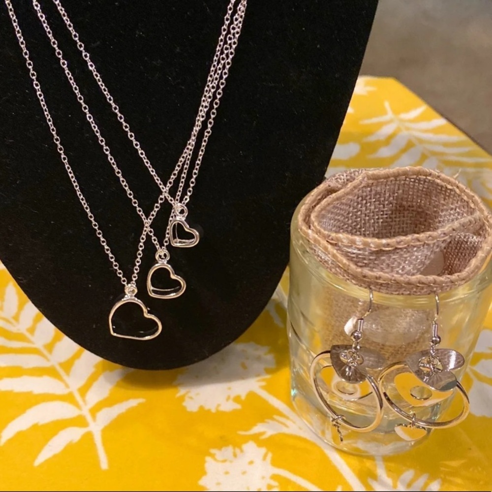 925Silver 3-Layered❤️Necklace W/ Set of Earrings
